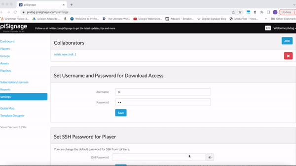 Collaborators in piSignage - delegating account management