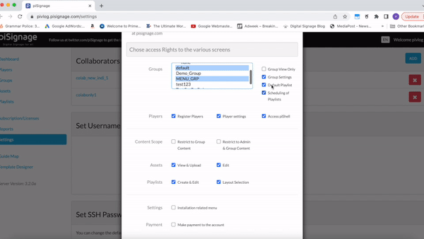 Collaborators in piSignage - delegating account management