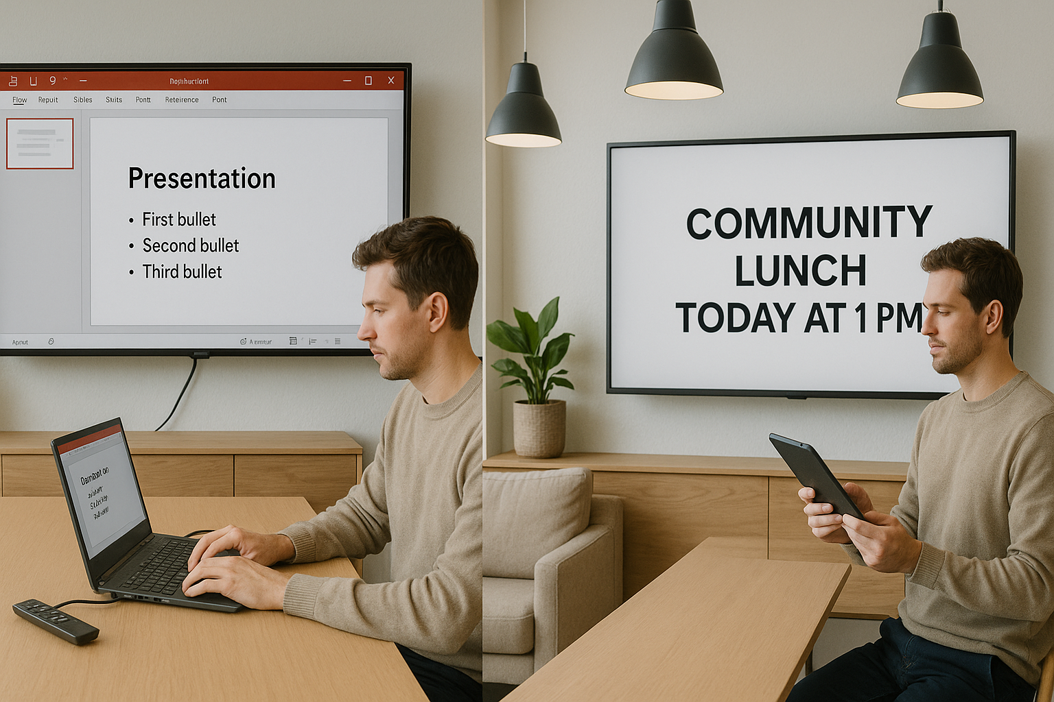 From slideshow loops to remote-controlled signage — all managed from your laptop or phone using PiSignage